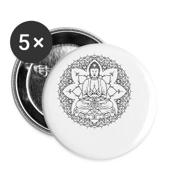 Yoga Mandala - Lot de 5 grands badges (56 mm) - blanc - Devant