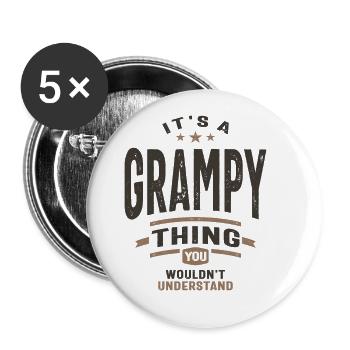 Mens It's a Grampy Thing Funny Dad Grandpa - Buttons large 2.2''/56 mm (5-pack) - white - Front