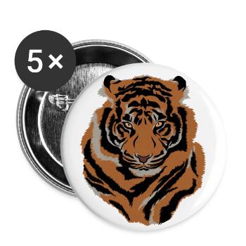 Tiger Gesicht Wild Life Kreatur Tier Tiger Lover - Buttons groß 56 mm (5er Pack) - Weiß - Vorne
