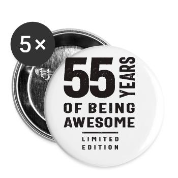 55 Years of Being Awesome - 55th Birthday - Buttons large 2.2''/56 mm (5-pack) - white - Front