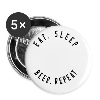 Mangez de la bière de sommeil répéter - Lot de 5 grands badges (56 mm) - blanc - Devant