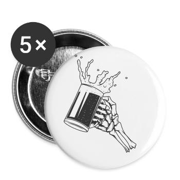 Beer Glass Skeleton Hand - Buttons large 2.2''/56 mm (5-pack) - white - Front