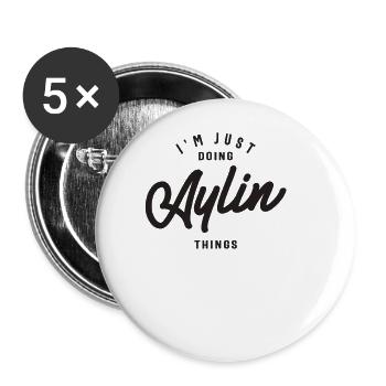 Je fais juste Aulin Things Nom personnalisé - Lot de 5 grands badges (56 mm) - blanc - Devant