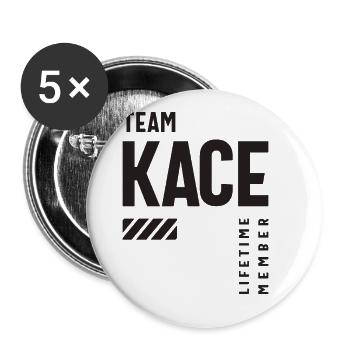 Nom personnalisé du membre à vie de l’équipe Kace - Lot de 5 grands badges (56 mm) - blanc - Devant