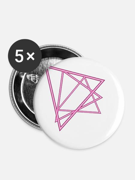 Neon Dreiecke - Buttons groß 56 mm (5er Pack) - Weiß
