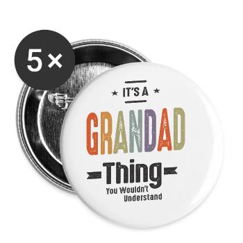 Hommes c’est un truc de grand-père drôle papa grand-père - Lot de 5 grands badges (56 mm) - blanc - Devant
