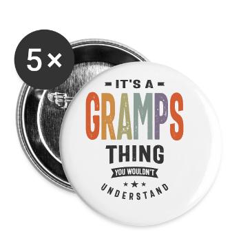Mens It's a Gramps Thing Funny Dad Grandpa - Buttons large 2.2''/56 mm (5-pack) - white - Front