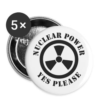 Atomkraft, Ja bitte, Kernenergie - Buttons groß 56 mm (5er Pack) - Weiß - Vorne