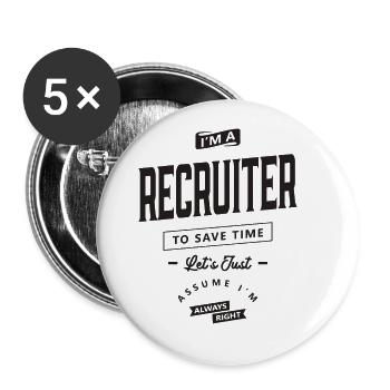 Recruiter Funny Job Occupation - Buttons large 2.2''/56 mm (5-pack) - white - Front