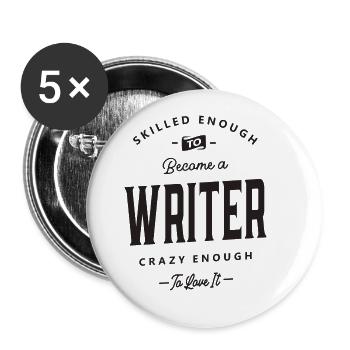 Écrivain Drôle de travail Profession - Lot de 5 grands badges (56 mm) - blanc - Devant