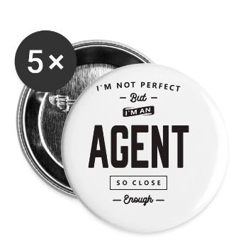 Agent Occupation drôle de travail - Lot de 5 grands badges (56 mm) - blanc - Devant