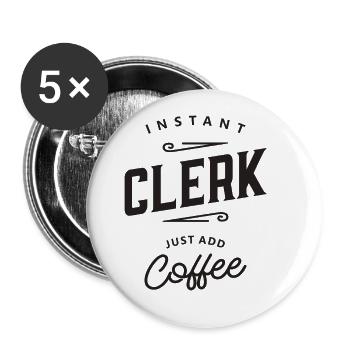 Clerk Funny Job Occupation - Buttons large 2.2''/56 mm (5-pack) - white - Front