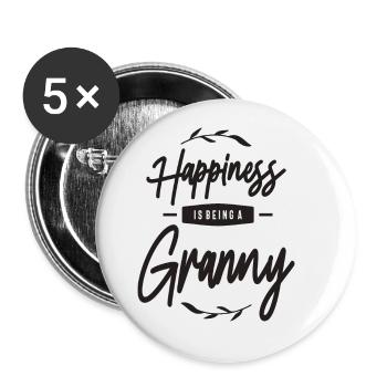 Womens Happiness Is Being a Granny - Buttons large 2.2''/56 mm (5-pack) - white - Front