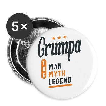 Grumpa The Man Myth Legend - Grandpa Dad - Buttons large 2.2''/56 mm (5-pack) - white - Front