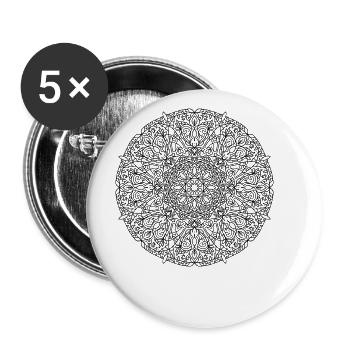 Flowers Mandala - Buttons large 2.2''/56 mm (5-pack) - white - Front