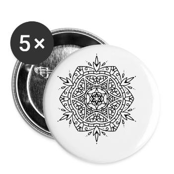 Blumen Mandala - Buttons groß 56 mm (5er Pack) - Weiß - Vorne
