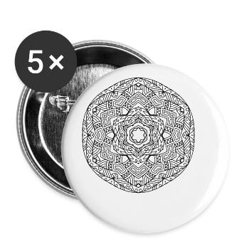 Fleurs Mandala - Lot de 5 grands badges (56 mm) - blanc - Devant