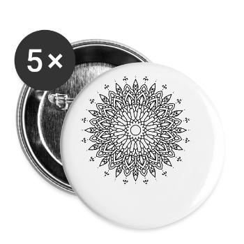 Flowers Mandala - Buttons large 2.2''/56 mm (5-pack) - white - Front