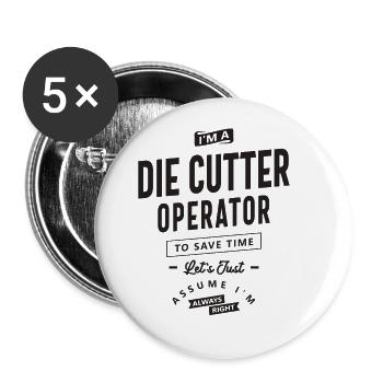 Die Cutter Operator - Buttons large 2.2''/56 mm (5-pack) - white - Front