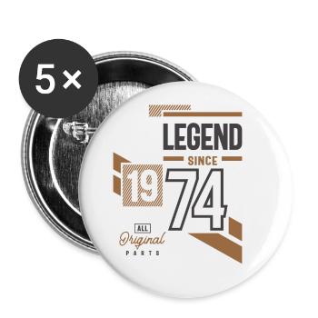Legend Since 1974 49 birthday - Buttons large 2.2''/56 mm (5-pack) - white - Front