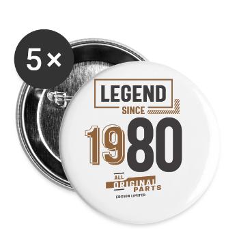 Legend Since 1980 43rd birthday - Buttons large 2.2''/56 mm (5-pack) - white - Front