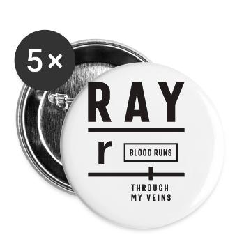 Ray, Blood Runs Through My Veins - Buttons large 2.2''/56 mm (5-pack) - white - Front