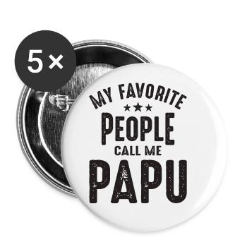 My Favorite People Call Me Papu - Grandpa - Buttons large 2.2''/56 mm (5-pack) - white - Front