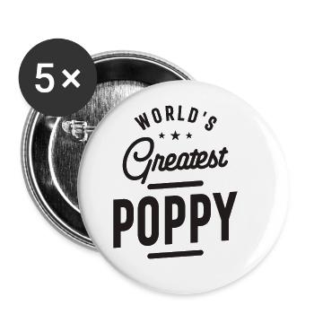 Die größte Mohnblume der Welt - Papa und Opa lustig - Buttons groß 56 mm (5er Pack) - Weiß - Vorne