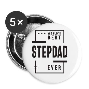 World's Best Step Dad Ever - Dad Grandpa Funny - Buttons large 2.2''/56 mm (5-pack) - white - Front