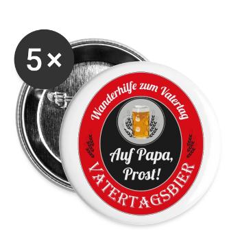 Vatertag Beer Label - Buttons groß 56 mm (5er Pack) - Weiß - Vorne