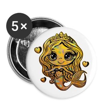 Süße Meerjungfrau 3 - Buttons groß 56 mm (5er Pack) - Weiß - Vorne