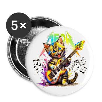 Meow-Kätzchen aus Metall – Regenbogen - Buttons groß 56 mm (5er Pack) - Weiß - Vorne