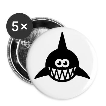 Fish Showing Teeth (Shark, Predator, Carnivore 1C) - Buttons large 2.2''/56 mm (5-pack) - white - Front