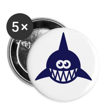 Fish Showing Teeth (Shark, Predator, Carnivore 2C) - Buttons large 2.2''/56 mm (5-pack) - white - Front