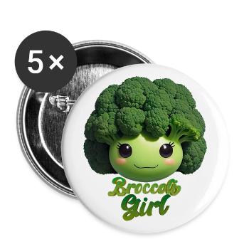 Broccoli Beauty Girl - Buttons large 2.2''/56 mm (5-pack) - white - Front