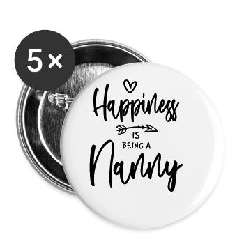 Happiness is Being a Nanny Funny Grandma Christmas - Buttons large 2.2''/56 mm (5-pack) - white - Front