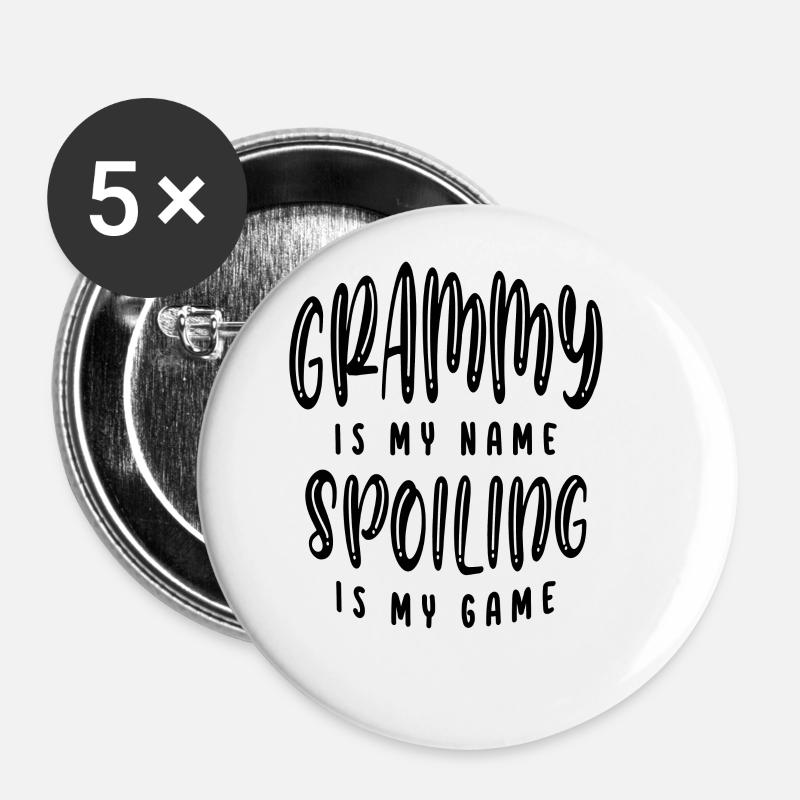Grammy is My Name Spoiling is My Game Funny - Buttons large 2.2''/56 mm (5-pack) - white