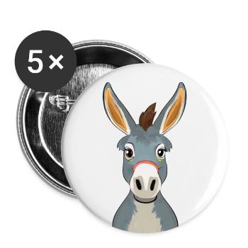 Esel - Buttons groß 56 mm (5er Pack) - Weiß - Vorne