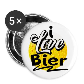 Bier - Buttons groß 56 mm (5er Pack) - Weiß - Vorne