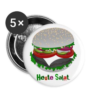 Salade style burger - Lot de 5 grands badges (56 mm) - blanc - Devant