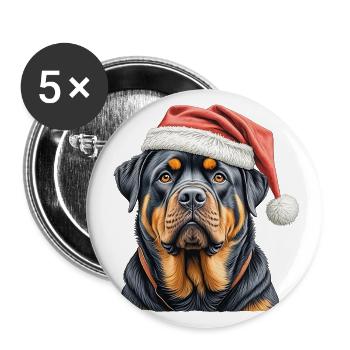 Christmas rottweiler - Buttons large 2.2''/56 mm (5-pack) - white - Front