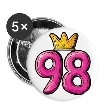 98 Nombre Couronne - Lot de 5 grands badges (56 mm) - blanc - Devant