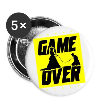 Hochzeit Game Over Junggesellenabschied - Buttons groß 56 mm (5er Pack) - Weiß - Vorne
