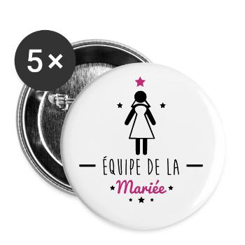 enterrement de vie de jeune fille : mariée - Lot de 5 grands badges (56 mm) - blanc - Devant