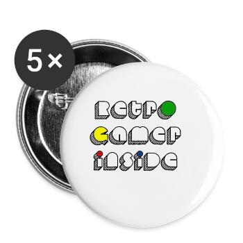 Retro Gamer Inside Joystick Gamer Zocke Pixelart - Lot de 5 grands badges (56 mm) - blanc - Devant
