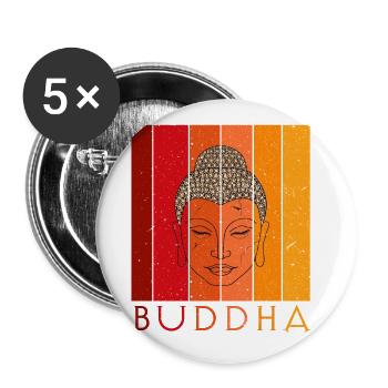 Buddha - Buttons groß 56 mm (5er Pack) - Weiß - Vorne