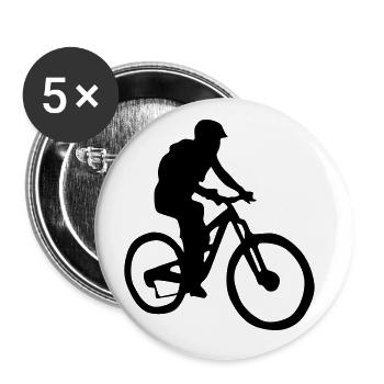 mountain biker silhouette - Buttons large 2.2''/56 mm (5-pack) - white - Front