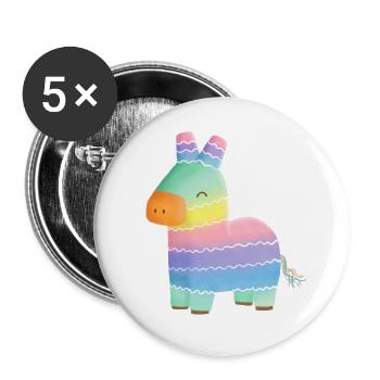 Cute Pastel Rainbow Pinata Donkey - Buttons large 2.2''/56 mm (5-pack) - white - Front