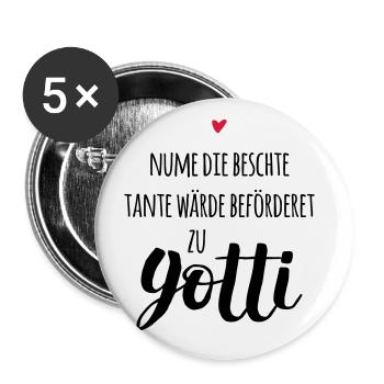 Schweizerdeutsch Beste Tante wird Patentante - Buttons groß 56 mm (5er Pack) - Weiß - Vorne
