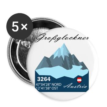 Großglockner austria Skifahren Geschenk Urlaub - Buttons groß 56 mm (5er Pack) - Weiß - Vorne